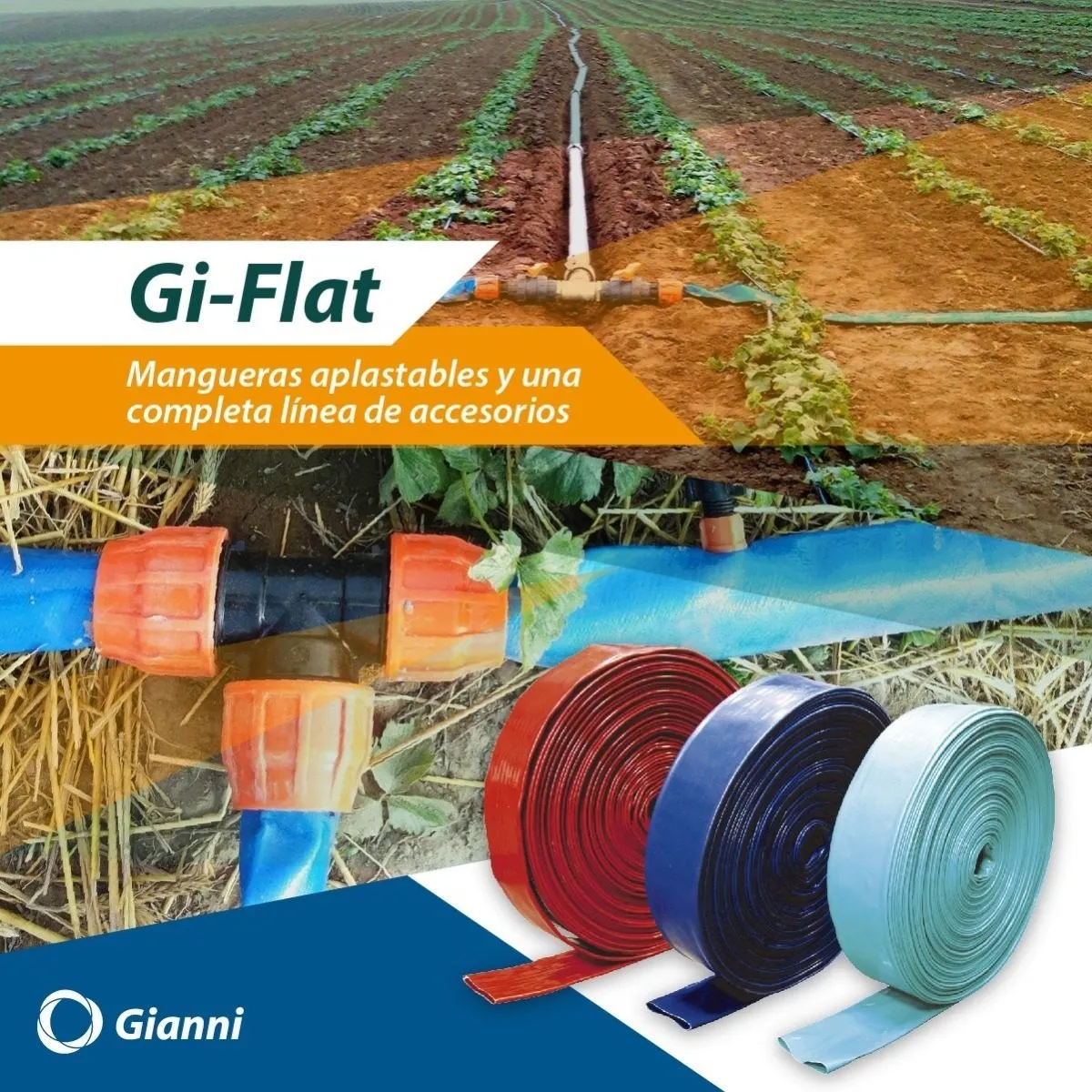 MANGUERA CHATA GI-FLAT VERDE GIANNI Ø 1 1/2" y 1.5 bar (Rollo de 50 metros) - Imagen 3